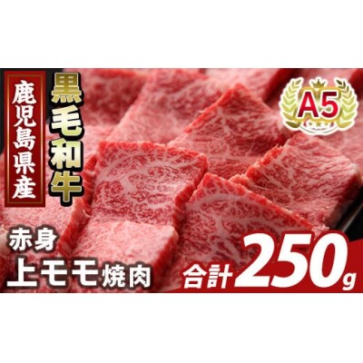 鹿児島県産A5等級黒毛和牛赤身上モモ焼肉(計250g)【ふるさと産直バザール】K-483-A 
