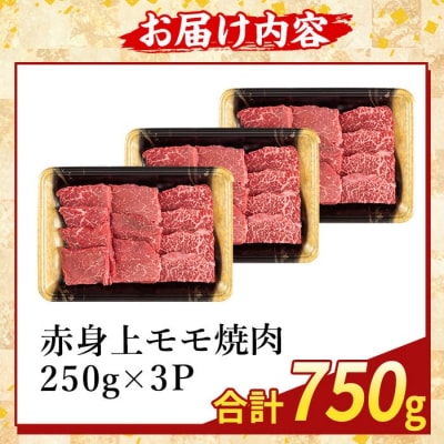 鹿児島県産A5等級黒毛和牛赤身上モモ焼肉(計750g)【ふるさと産直バザール】K-483-C