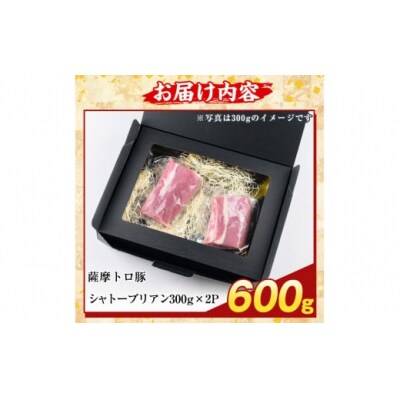 鹿児島県産 薩摩トロ豚 シャトーブリアン(計600g)【ふるさと産直バザール】K-487-B