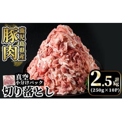 鹿児島県産豚肉切り落とし真空小分け計2.5kg(250g×10P)【肉の豊楽】A5-033-B