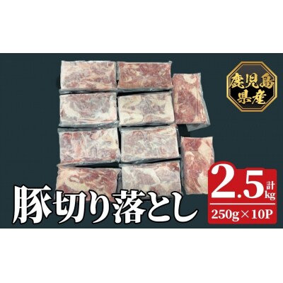 鹿児島県産豚切り落とし 真空パック250g×10P(計2.5kg)【ハピネス】K-618-B