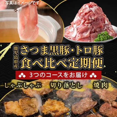 <3回定期>さつま黒豚とトロ豚の食べ比べ定期便 計2.7kg【ふるさと産直バザール】K-714-A 