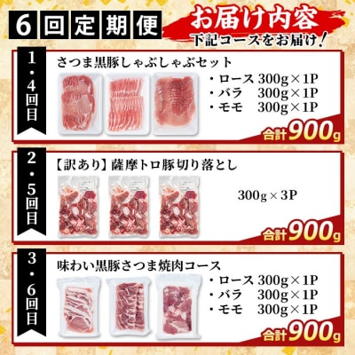  <6回定期便>さつま黒豚とトロ豚の食比べ定期便 計5.4kg【ふるさと産直バザール】K-714-B