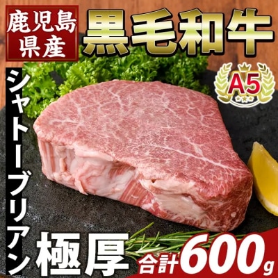 鹿児島県産A5黒毛和牛『極厚』シャトーブリアン(計600g)【ふるさと産直バザール】K-706-B