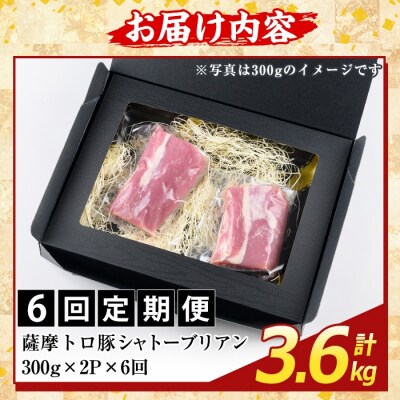 <6回定期便> 薩摩トロ豚 シャトーブリアン(計3.6kg)【ふるさと産直バザール】K-487-D