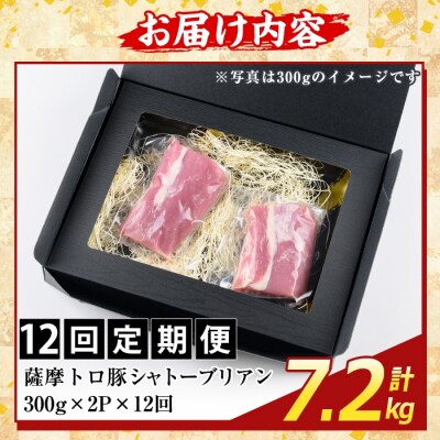 <12回定期便> 薩摩トロ豚 シャトーブリアン(計7.2kg)【ふるさと産直バザール】K-487-E