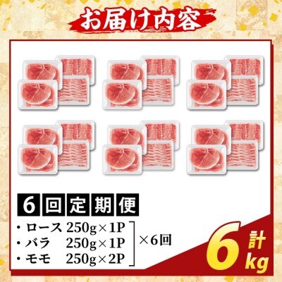 <6回定期便>薩摩トロ豚 しゃぶしゃぶ3種盛り(計6kg)【ふるさと産直バザール】K-470-F
