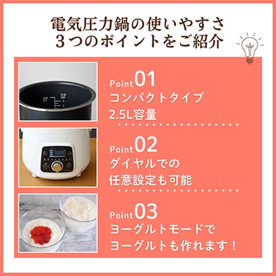 電気圧力鍋2.5L　レシピ付き