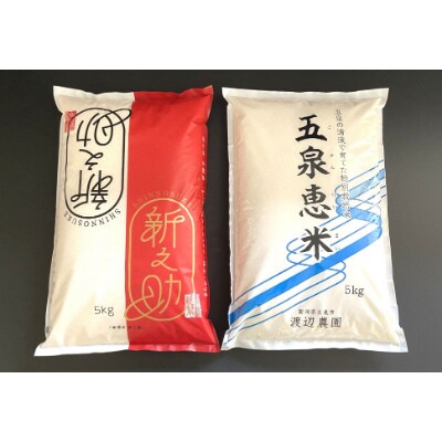 【令和3年産米】渡辺農園のお米食べ比べセット 五泉恵米コシヒカリ5kg /新之助5kg (精米)