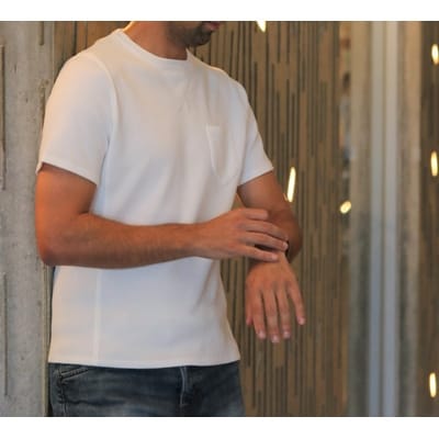 コットンミラノリブ半袖Tシャツ(メンズ)ホワイト・XL