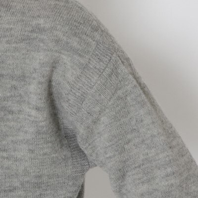 「メンズニット」ガンジーセーター(ライトグレー)XL 五泉ニット