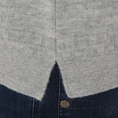 「メンズニット」ガンジーセーター(ライトグレー)XL 五泉ニット