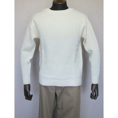 「メンズニット」ガンジーセーター(オフホワイト)XL 五泉ニット