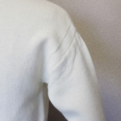 「メンズニット」ガンジーセーター(オフホワイト)XL 五泉ニット