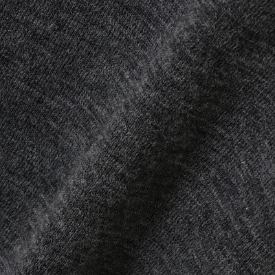 【五泉ニット】シェットランドウールブレンド　スプリットネックセーター(チャコールグレー)M　