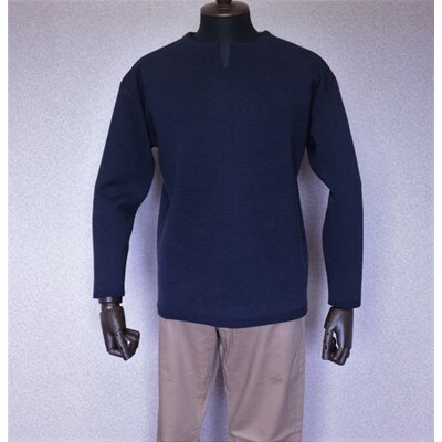 【メンズ】シェットランドウールブレンド スプリットネックセーター(ネイビー)XL 五泉ニット