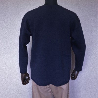 【メンズ】シェットランドウールブレンド スプリットネックセーター(ネイビー)XL 五泉ニット