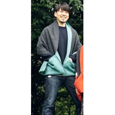 「CLEMATIS」接結カラフルストール　折り返しポケット(グリーン)
