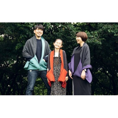 「CLEMATIS」接結カラフルストール　折り返しポケット(グリーン)
