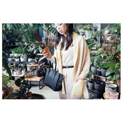 「CLEMATIS」リバーシブル和紙ストール　折り返しポケット(ミント)