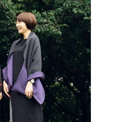 「CLEMATIS」接結カラフルストール　折り返しポケット(パープル)
