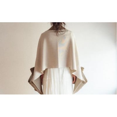 「CLEMATIS」リバーシブル和紙ストール　折り返しポケット(ブラウン)