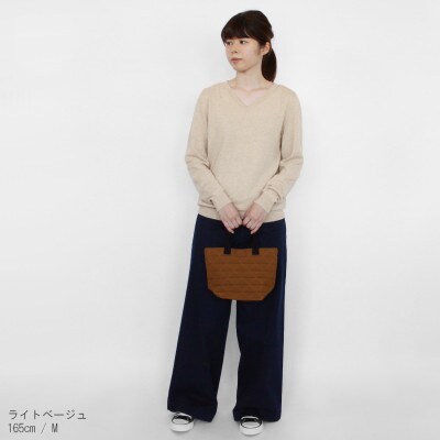 カシミヤ100%VネックセーターMサイズ(ライトベージュ)