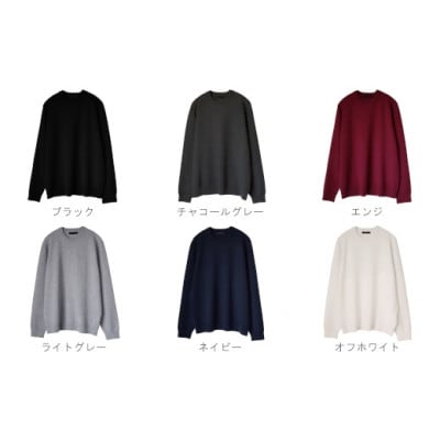 カシミヤ100%メンズクルーネックセーターLLサイズ(ネイビー)
