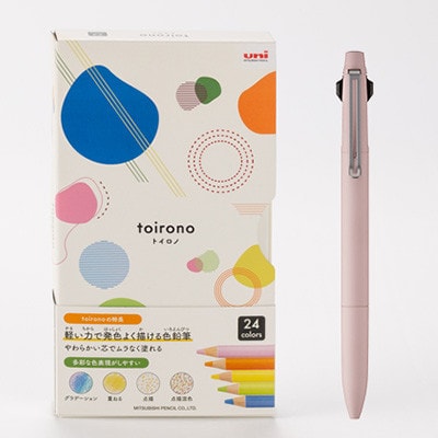 【川西町・飯豊町共通返礼品】JETSTREAM3色 ローズピンク/色鉛筆 24色 トイロノ