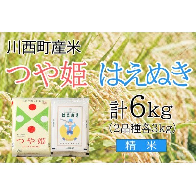 つや姫・はえぬき計6kg　精米セット　真空パック詰