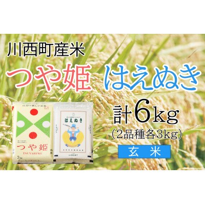 つや姫・はえぬき計6kg　玄米セット　真空パック詰