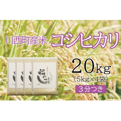 コシヒカリ20kg　3分つき　真空パック詰