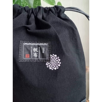 日乃本帆布　巾着(オリーブ)<やまがた川西ダリヤ園オリジナルモデル>