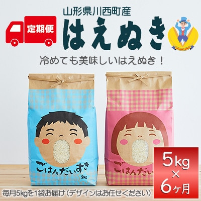 【毎月定期便】山形県産　はえぬき　精米　5kg全6回