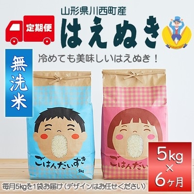 【発送月固定定期便】はえぬき　無洗米　5kg全6回