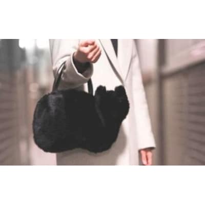 オリジナルネコ型トートバッグ*モノトーンチェックファー[No.5721-0167]