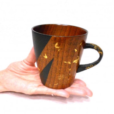 【黒松】象谷塗 金箔マグカップ