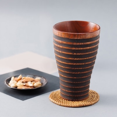 【香川漆器】ノッポフリーカップ　マコモ打