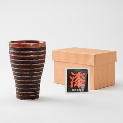 【香川漆器】ノッポフリーカップ　マコモ打
