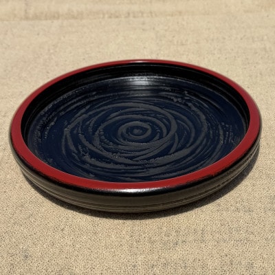 【香川漆器】21cm浅菓子鉢　象谷渕朱