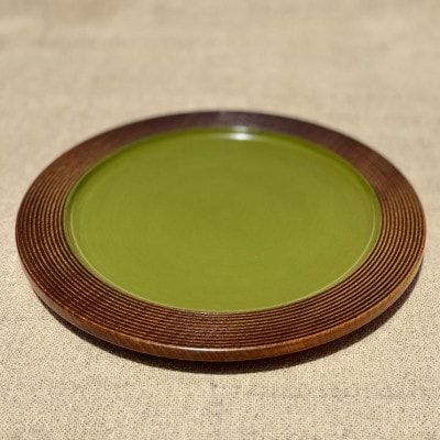 【香川漆器】24cm盛皿　千筋内オリーブ