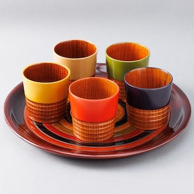 【香川漆器】36cm丸盆　総コマ