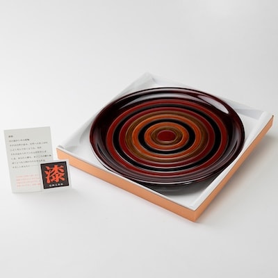 【香川漆器】36cm丸盆　総コマ
