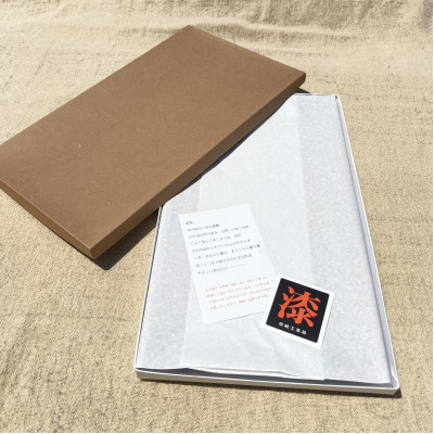 【香川漆器】45cm長角盆　スリ漆四季
