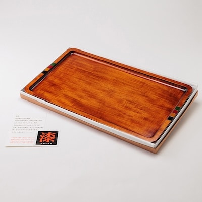 【香川漆器】45cm長角盆　スリ漆四季