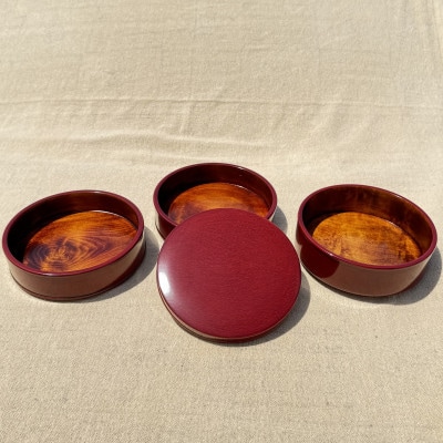 【香川漆器】21cm三段丸重箱　後藤塗