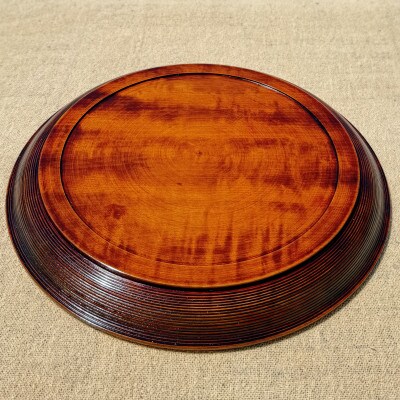 【香川漆器】33cm丸盆　スリ漆めばる彫