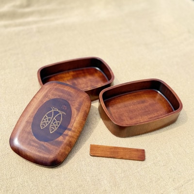 【香川漆器】二段小判弁当箱　魚文