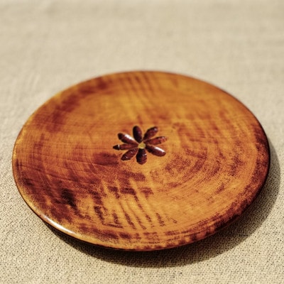 【香川漆器】21cm菓子皿　スリ漆花彫