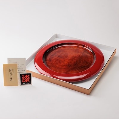 【香川漆器】42cmパーティ皿　渕後藤塗